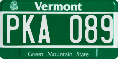VT license plate PKA089
