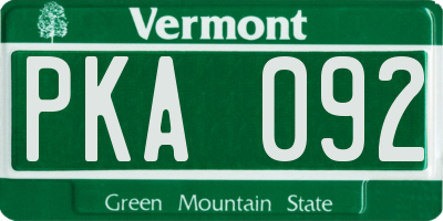 VT license plate PKA092