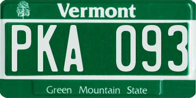 VT license plate PKA093