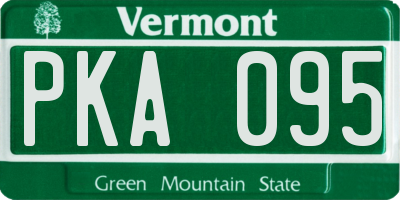 VT license plate PKA095