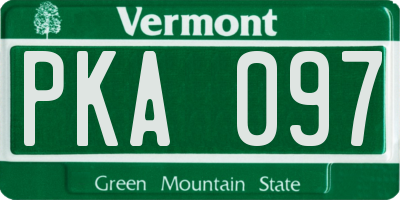VT license plate PKA097