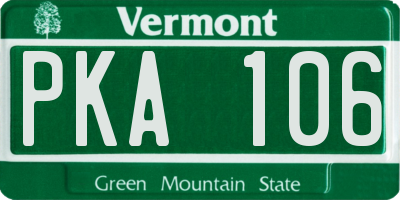 VT license plate PKA106