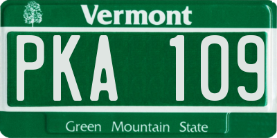VT license plate PKA109