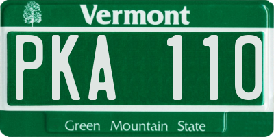 VT license plate PKA110