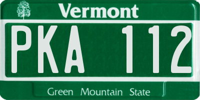 VT license plate PKA112