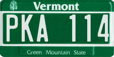 VT license plate PKA114