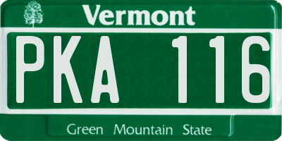 VT license plate PKA116
