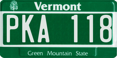 VT license plate PKA118