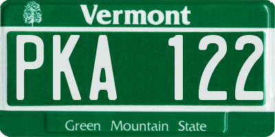 VT license plate PKA122