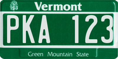 VT license plate PKA123