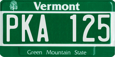 VT license plate PKA125