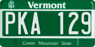 VT license plate PKA129