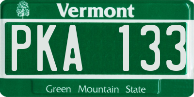 VT license plate PKA133
