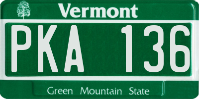 VT license plate PKA136