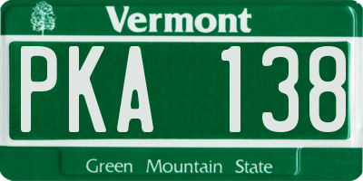 VT license plate PKA138