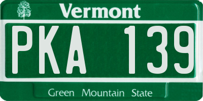 VT license plate PKA139