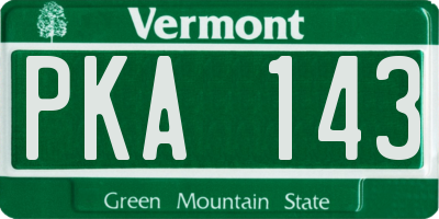 VT license plate PKA143