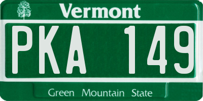 VT license plate PKA149