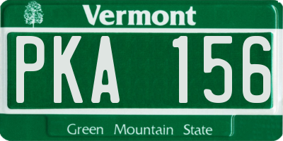VT license plate PKA156