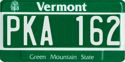 VT license plate PKA162