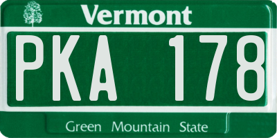 VT license plate PKA178