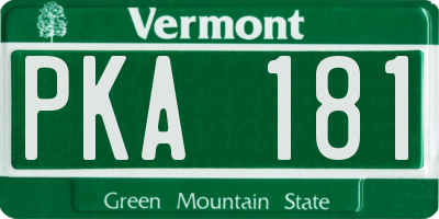 VT license plate PKA181
