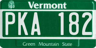 VT license plate PKA182