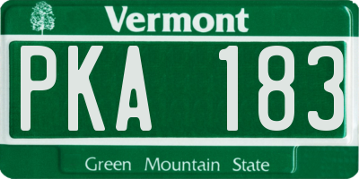 VT license plate PKA183