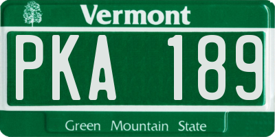 VT license plate PKA189