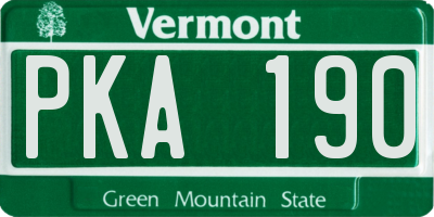 VT license plate PKA190