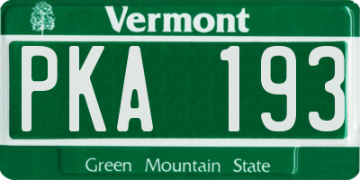 VT license plate PKA193