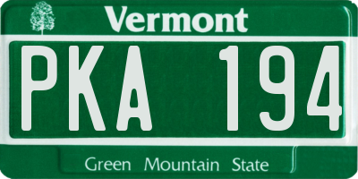 VT license plate PKA194