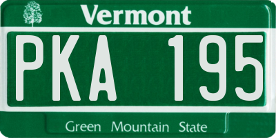 VT license plate PKA195