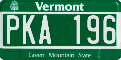 VT license plate PKA196