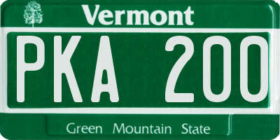 VT license plate PKA200