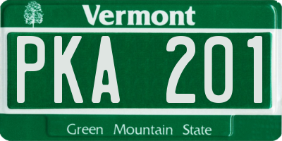 VT license plate PKA201