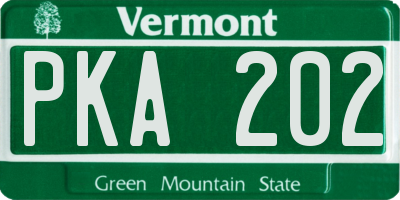 VT license plate PKA202