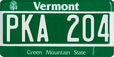 VT license plate PKA204