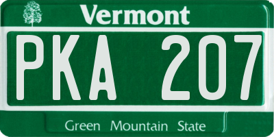 VT license plate PKA207