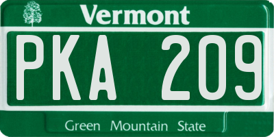 VT license plate PKA209