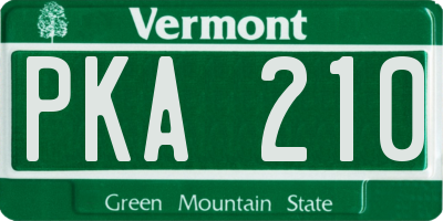 VT license plate PKA210