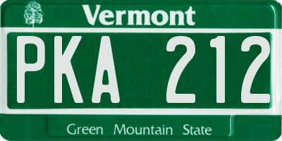 VT license plate PKA212
