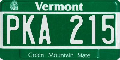 VT license plate PKA215