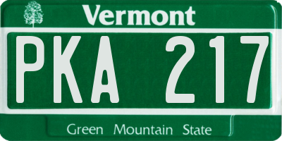 VT license plate PKA217