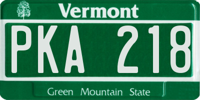 VT license plate PKA218