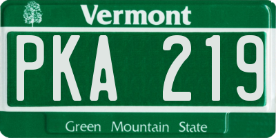 VT license plate PKA219