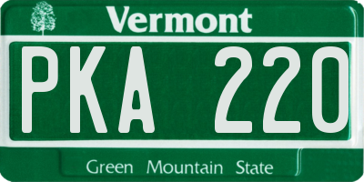 VT license plate PKA220