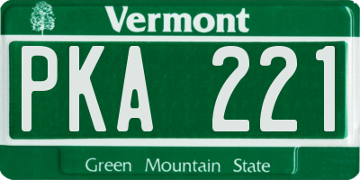 VT license plate PKA221