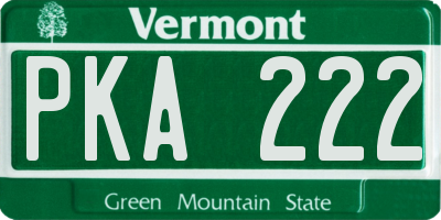 VT license plate PKA222