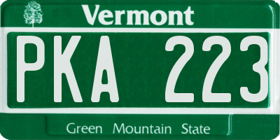 VT license plate PKA223